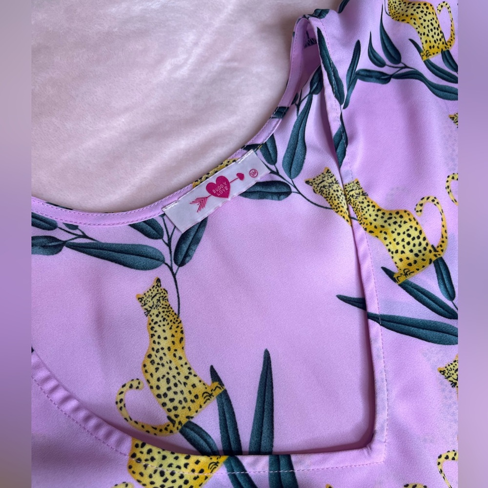 Lilac Leopard Buddy Love Short Sleeve Tunic S/M